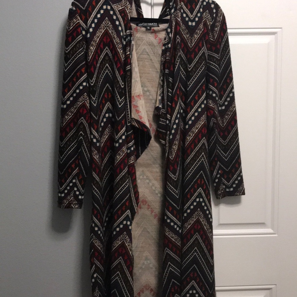 Boho tribal cardigan w/hood